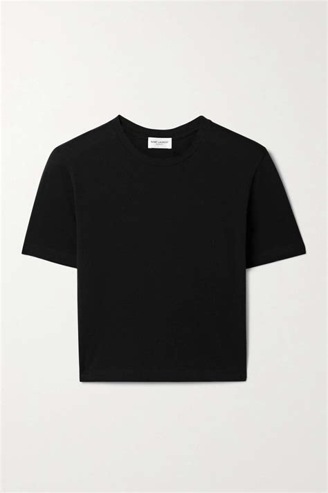 ysl cropped t shirt|SAINT LAURENT Cropped embroidered cotton.